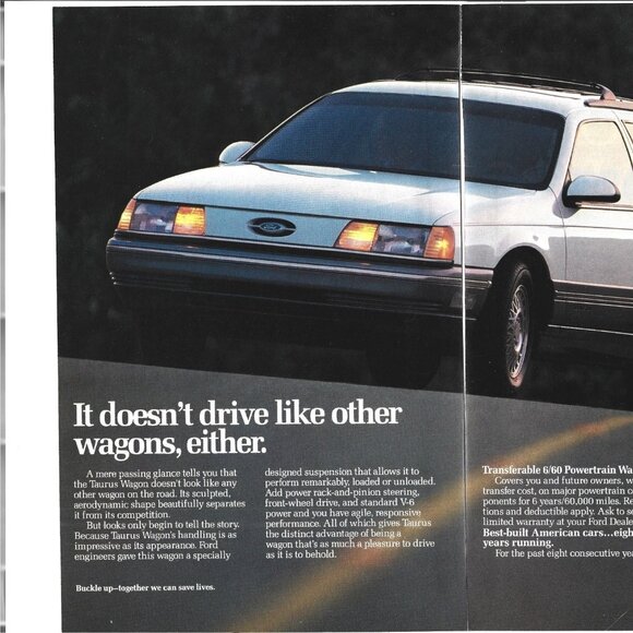 Ford Taurus Wagon Station 1980s Vintage Print Ad 2 PAGE - Picture 2 of 4